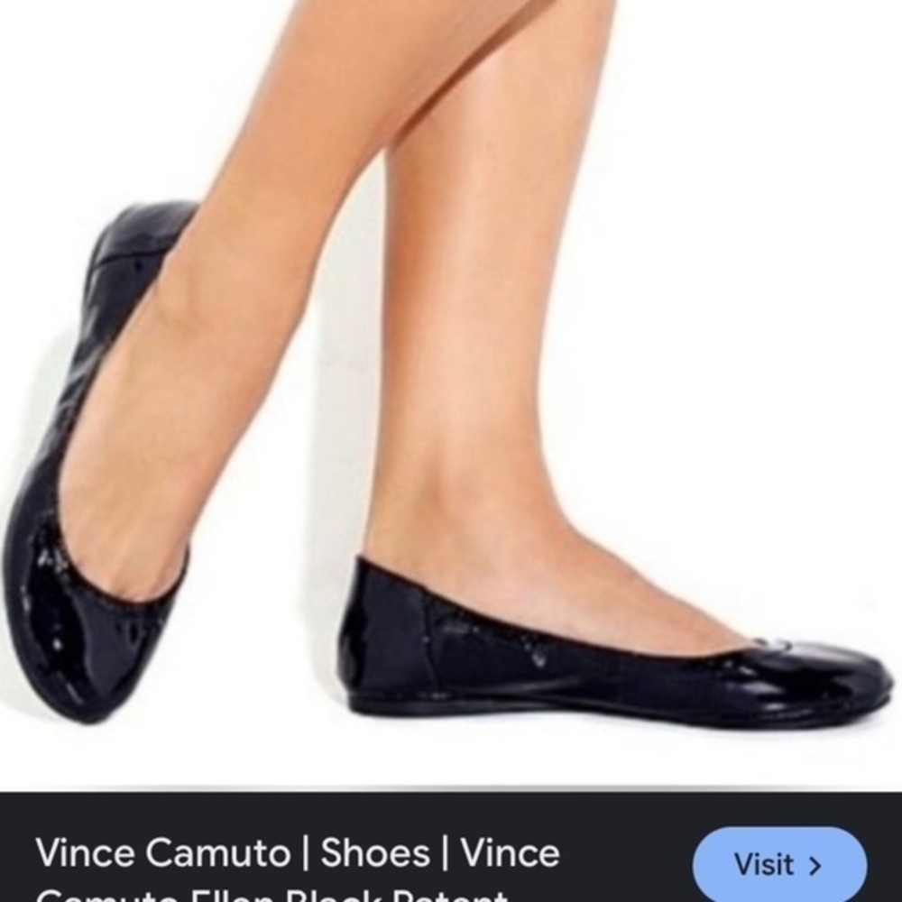 VINCE CAMUTO ELLEN BLACK PATENT LEATHER BALLET SHOES SIZE 38/ 8B - Picture 2 of 10